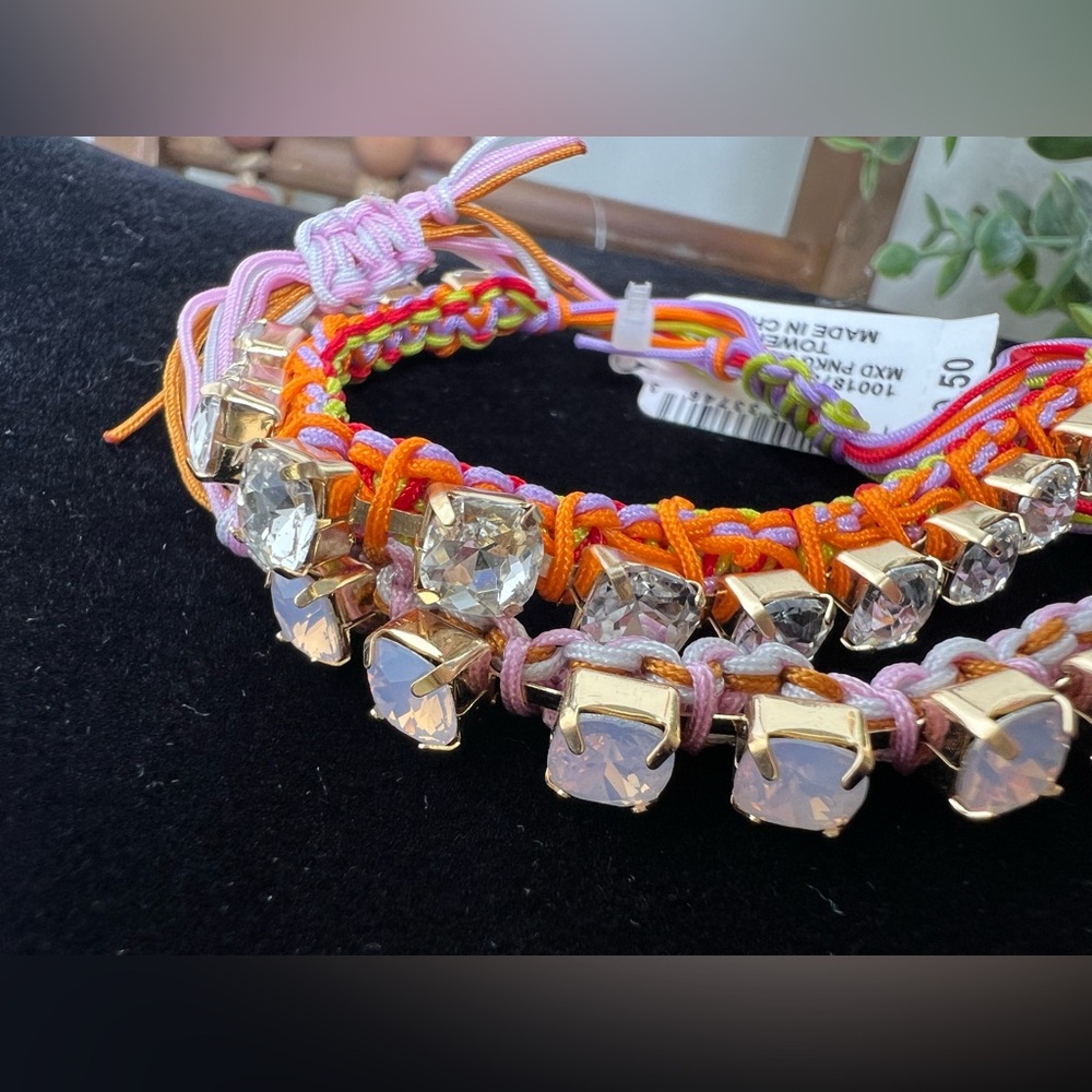 Brand New-On 34th Gold-Tone 2-Pc. Set Color Crystal Cord Slider Bracelets